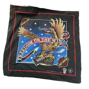 Vtg Harley Davidson American Eagle Bandana Freedom On The Wing Made USA Black